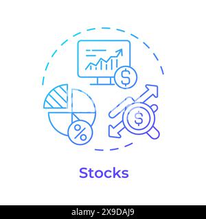 Stocks blue gradient concept icon Stock Vector