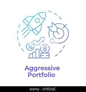 Aggressive portfolio blue gradient concept icon Stock Vector