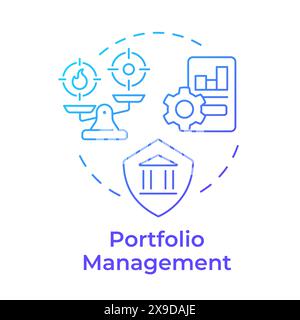 Portfolio management instruments blue gradient concept icon Stock Vector