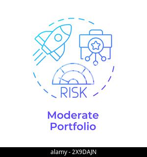 Moderate portfolio blue gradient concept icon Stock Vector