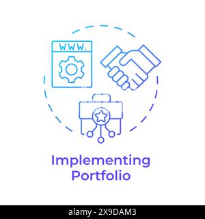 Implementing portfolio blue gradient concept icon Stock Vector