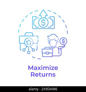 Maximize returns blue gradient concept icon Stock Vector