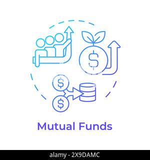 Mutual funds blue gradient concept icon Stock Vector
