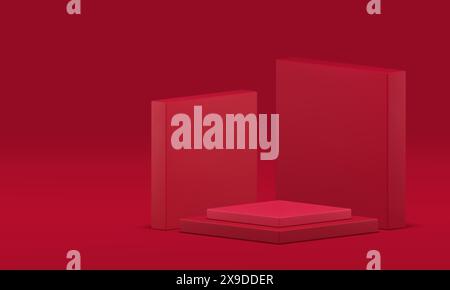 Red rhombus 3d podium showcase geometric scene product showcase studio ...