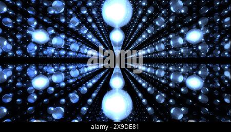 A series of blue and white spheres in a black background. The spheres are arranged in a diamond shape, with some of them overlapping. Scene is one of Stock Photo