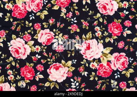 Red rose on black fabric background. Stock Photo