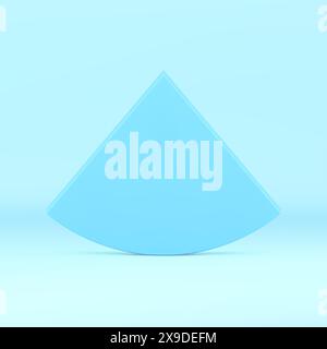 3d curved triangle blue pyramid abstract arrow vertical wall minimalist design realistic vector illustration. Premium geometric architecture rendering Stock Vector