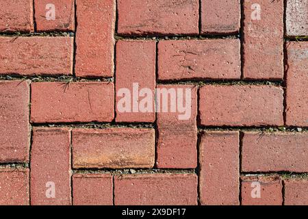 The detail of a section of an old brick sidewalk Stock Photo