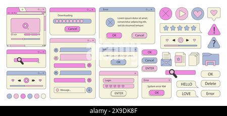 retro vaporwave desktop browser and dialog window Stock Vector