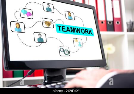 Teamwork concept shown on a computer screen Stock Photo