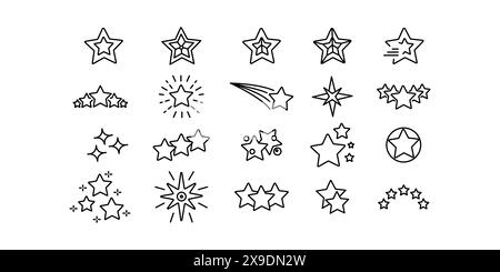Star line icon set. Collection of vector symbol in trendy style on white background. Web sings for design. Stock Vector