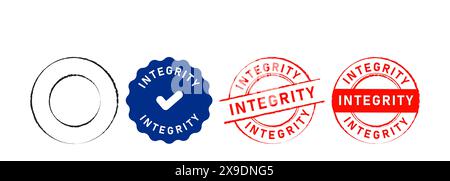 rubber stamp and label sticker integrity sign for morality honest honorable reliable Stock Vector