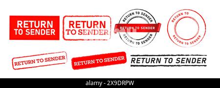 rubber stamp label sticker return to sender sign for sent restore unwanted recipient Stock Vector