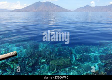 Indonesia Alor Island - reef edge with fish trap Stock Photo