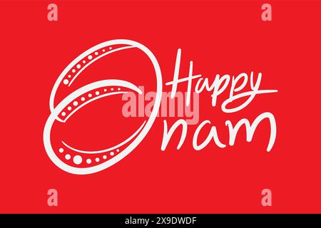 Happy Onam calligraphy letter style. Stock Vector