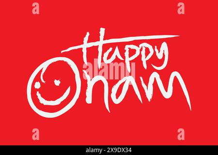 Happy Onam calligraphy letter style. Stock Vector