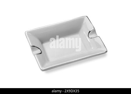 White porcelain ceramic ashtray isolated on white with clipping path included Stock Photo
