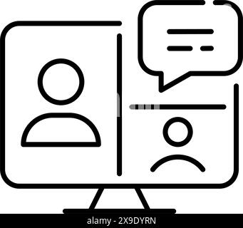 Online video conference call. Chat-based classroom, distant education. Pixel perfect vector icon Stock Vector