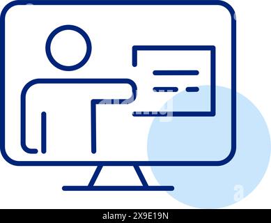 Professor giving online presentation. Interactive learning experiences. VIrtual lecture and seminar. Pixel perfect icon Stock Vector