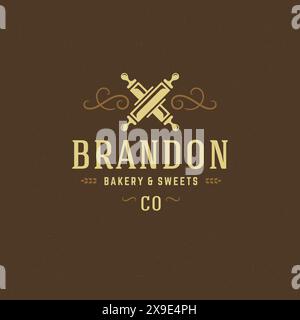 Crossed rolling pin, Vintage Bakery Logo Designs Inspiration, Vector ...