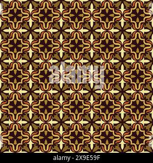 Floral Vintage Tile Seamless Pattern Design, Geometric Seamless Pattern Stock Vector