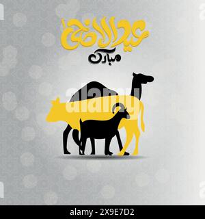 Eid Al Adha Mubarak, beautiful islamic calligraphy. greeting card design, Translation '' sacrifice festival'' Stock Vector