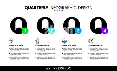 Infographic template with icons and 4 options or steps. Quarterly chart. Can be used for workflow layout, diagram, banner, webdesign. Vector illustrat Stock Vector