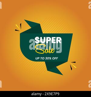 Super Sale. sale banner with text Super Sale. Design elements for sale, discount. Vector Illustration Stock Vector