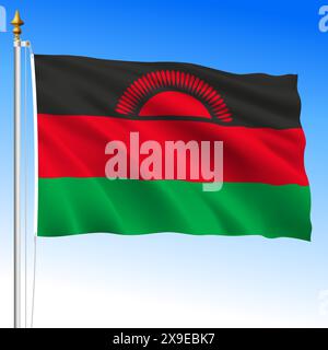 Malawi, official national waving flag, african country, vector illustration Stock Vector