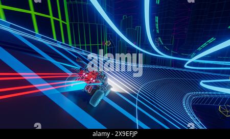 Gameplay of an Off-Road Racing Video Game in Futuristic Sci-Fi Fantasy ...