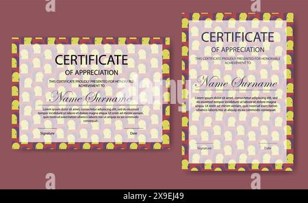 Certificate template set with abstract elements. Certificate of appreciation school collection. Modern diploma sheet with abstract geometric elements. Stock Vector