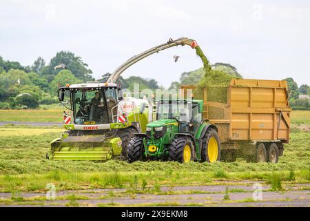 Farmer Gathering Silage in Wiltshire UK Stock Photo