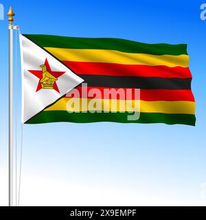 Zimbabwe, official national waving flag, african country, vector illustration Stock Vector
