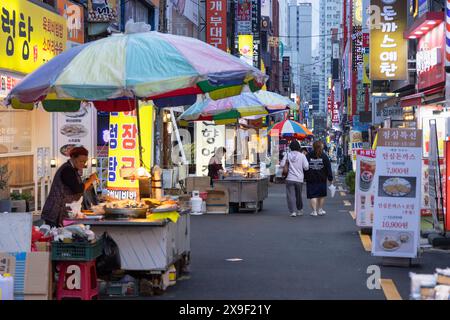 Food stalls in Seomyeon, Busan, South Korea Stock Photo