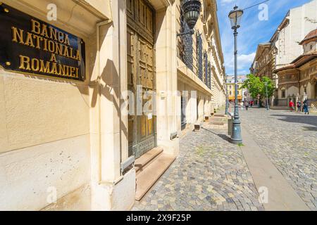 Bucarest, Romania. May 24, 2024. External view of the National Bank of Romania building in the city center Stock Photo