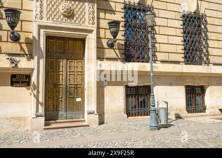 Bucarest, Romania. May 24, 2024. External view of the National Bank of Romania building in the city center Stock Photo