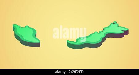 Isometric stylized simplified 3D map of Malaysia Stock Vector