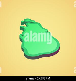 Isometric stylized simplified 3D map of Sri Lanka Stock Vector