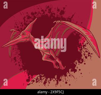 Pteranodon flying dinosaur illustration on white background Stock Vector
