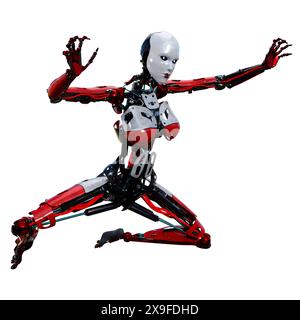 3D rendering of a female robot isolated on white background Stock Photo