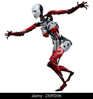 3D rendering of a female robot isolated on white background Stock Photo