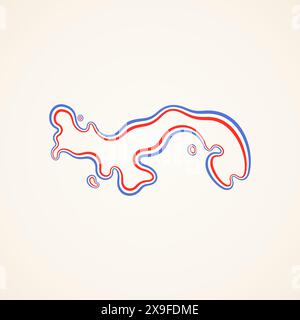 Outline map of Panama marked with ribbon in colors from the flag. Stock Vector