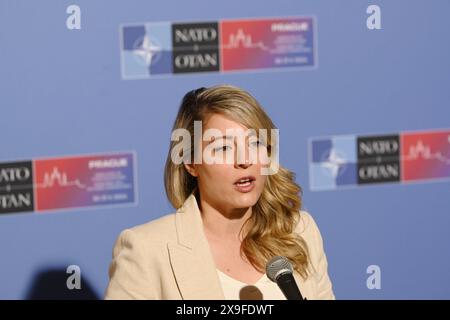 Prague, Czech Republic. 31st May, 2024. Foreign minister of Canada Melanie Joly seen before the beginning of second day of Informal meeting of NATO Ministers of Foreign Affairs. Ministers mainly discuss political support for Ukraine and Ukraine weapons restrictions. Credit: SOPA Images Limited/Alamy Live News Stock Photo