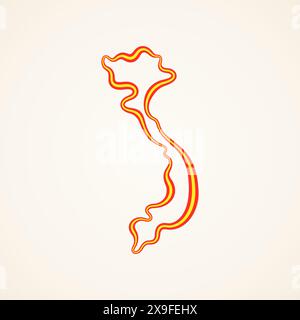 Outline map of Vietnam marked with ribbon in colors from the flag Stock ...