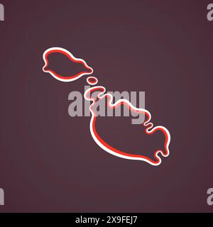 Outline map of Malta marked with ribbon in colors from the flag. Stock Vector