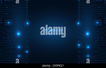 Abstract dark blue technology banner with circuit board. Digital technology futuristic dark blue vector concept background. Stock Vector