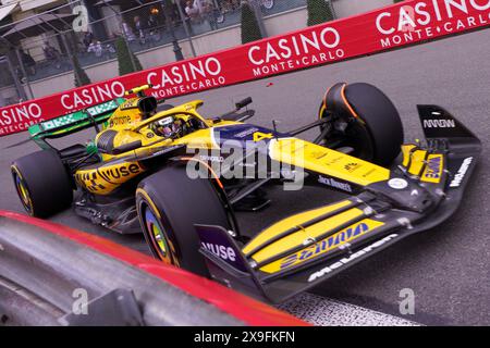 Montecarlo, Monaco. 24 May, 2024. Lando Norris of Uk driving the (4) McLaren F1 Team MCL38 Mercedes, during Gp Monaco, Formula 1, at Circuit de Monaco. Credit: Alessio Morgese / Emage / Alamy live news Stock Photo