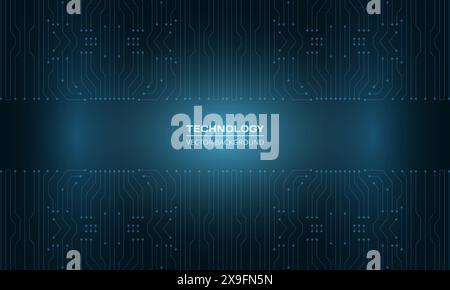 Abstract circuit board futuristic technology background. Dark blue hi-tech digital ai concept vector background template. Stock Vector