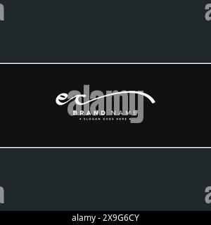Simple Signature Logo for Alphabet EC - Handwritten Signature for Photography and Fashion Business Stock Vector