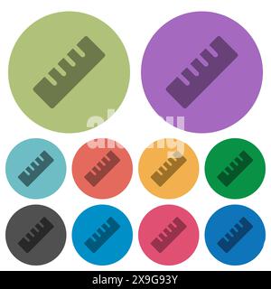 Ruler solid darker flat icons on color round background Stock Vector